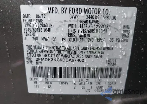 2013 Ford Edge Limited from USA, damaged, VIN 2FMDK3KC6DBA67402